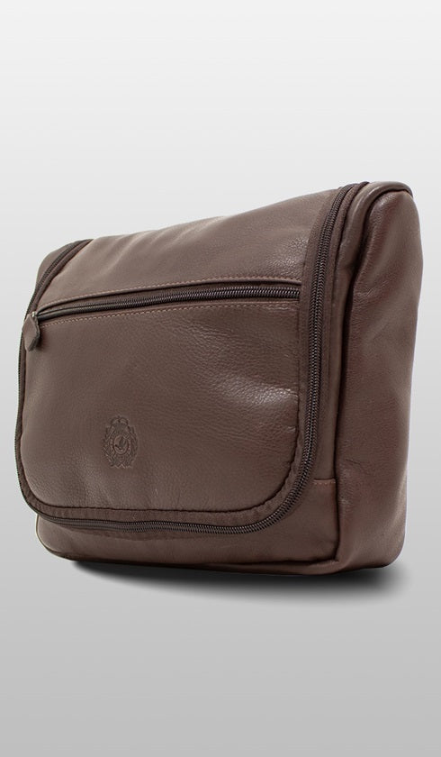 Necessaire De Couro Com Ziper Para Pendurar Café